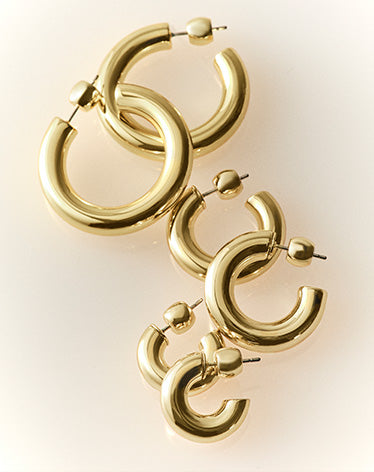 gold plated chunky hoops and huggies