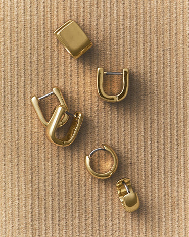 gold plated hoops and huggies