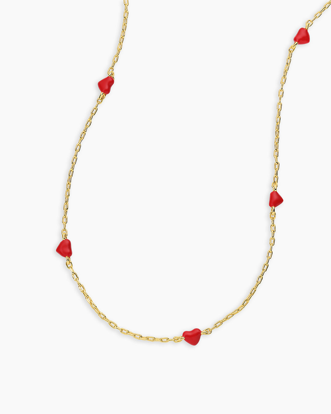 Amour Necklace Red Enamel || option::18k Gold Plated