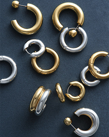 gold and silver plated huggies and hoops