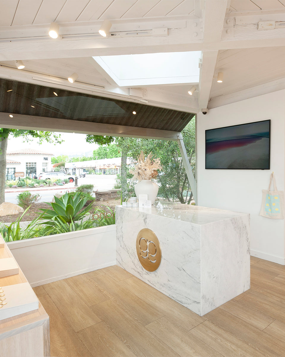 Malibu store interior of marble counter