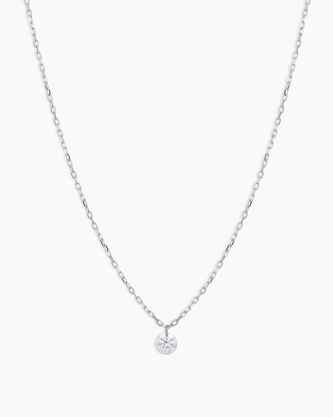 Floating Diamond Necklace || option::18k Solid White Gold