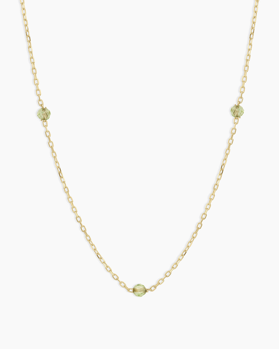 Newport Birthstone Necklace || option::14k Solid Gold, Peridot - August