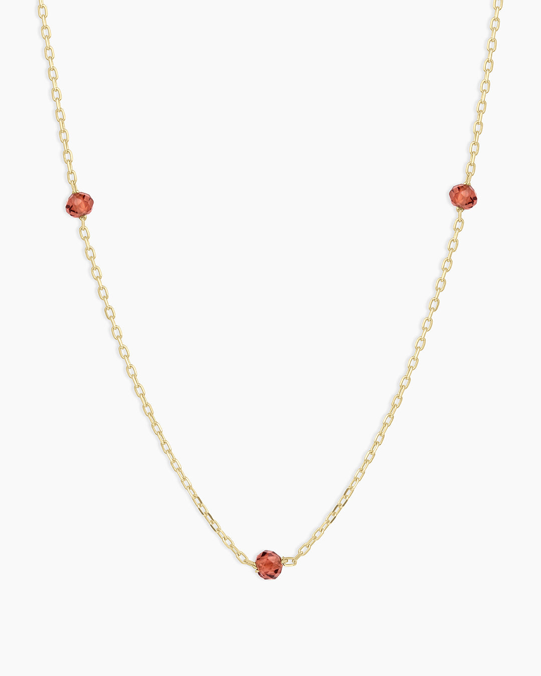 Newport Birthstone Necklace || option::14k Solid Gold, Garnet - January