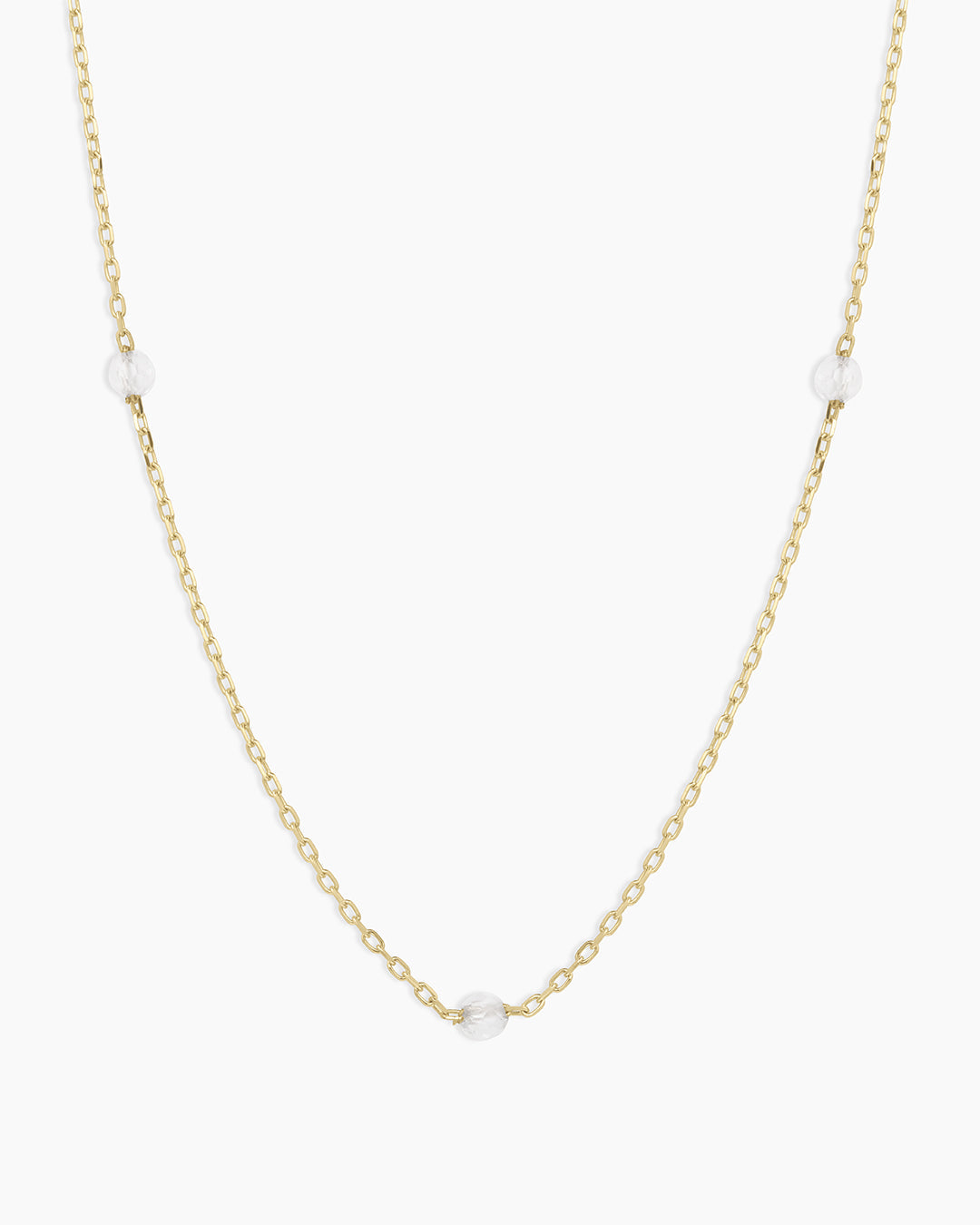 Newport Birthstone Necklace || option::14k Solid Gold, White Topaz - April