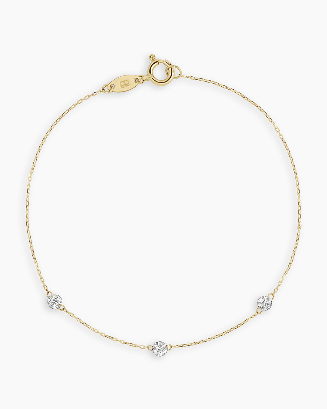 Floating Diamond Stationary Trio Bracelet || option::18k Solid Gold