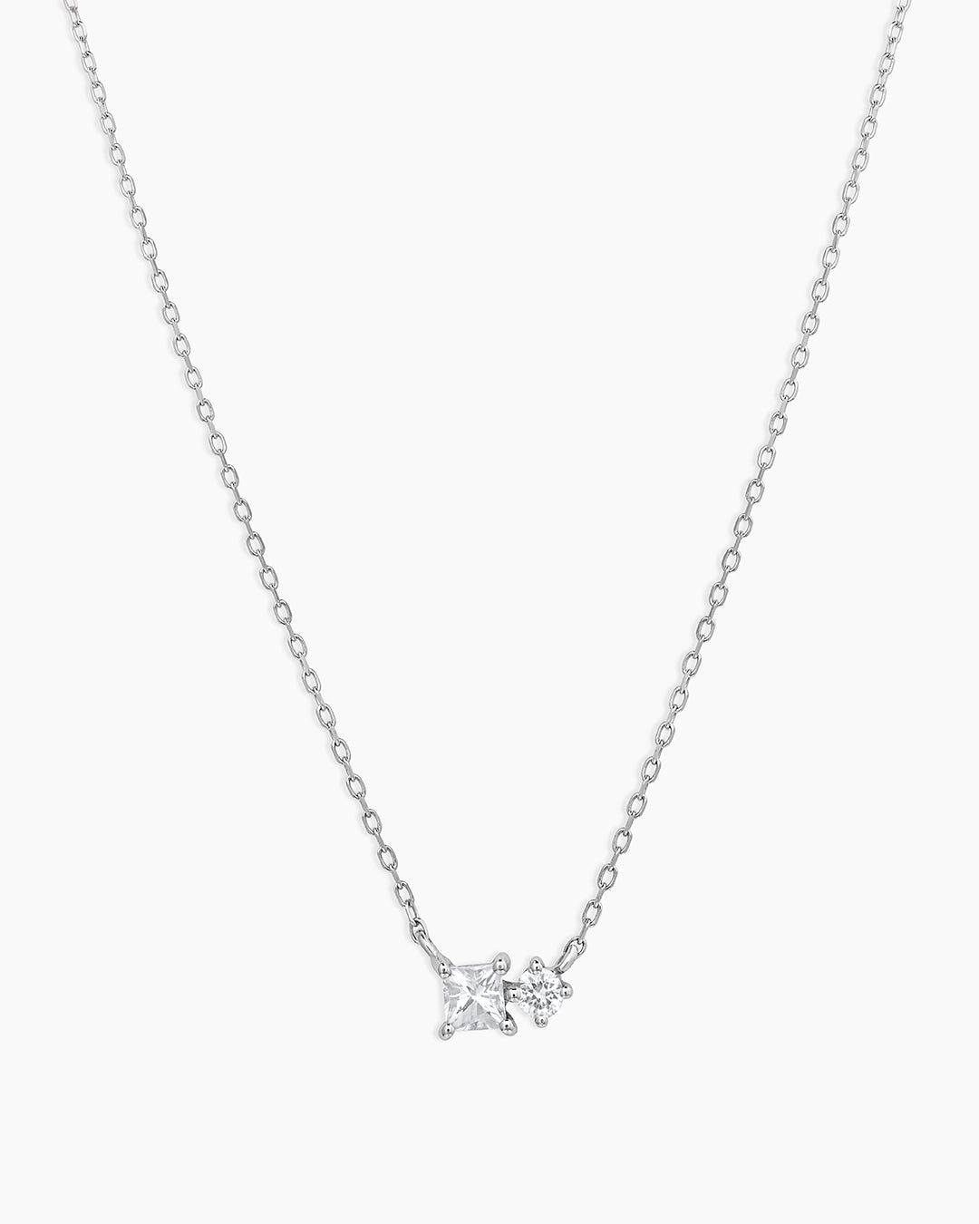 Diamond and White Sapphire Necklace || option::14k Solid White Gold