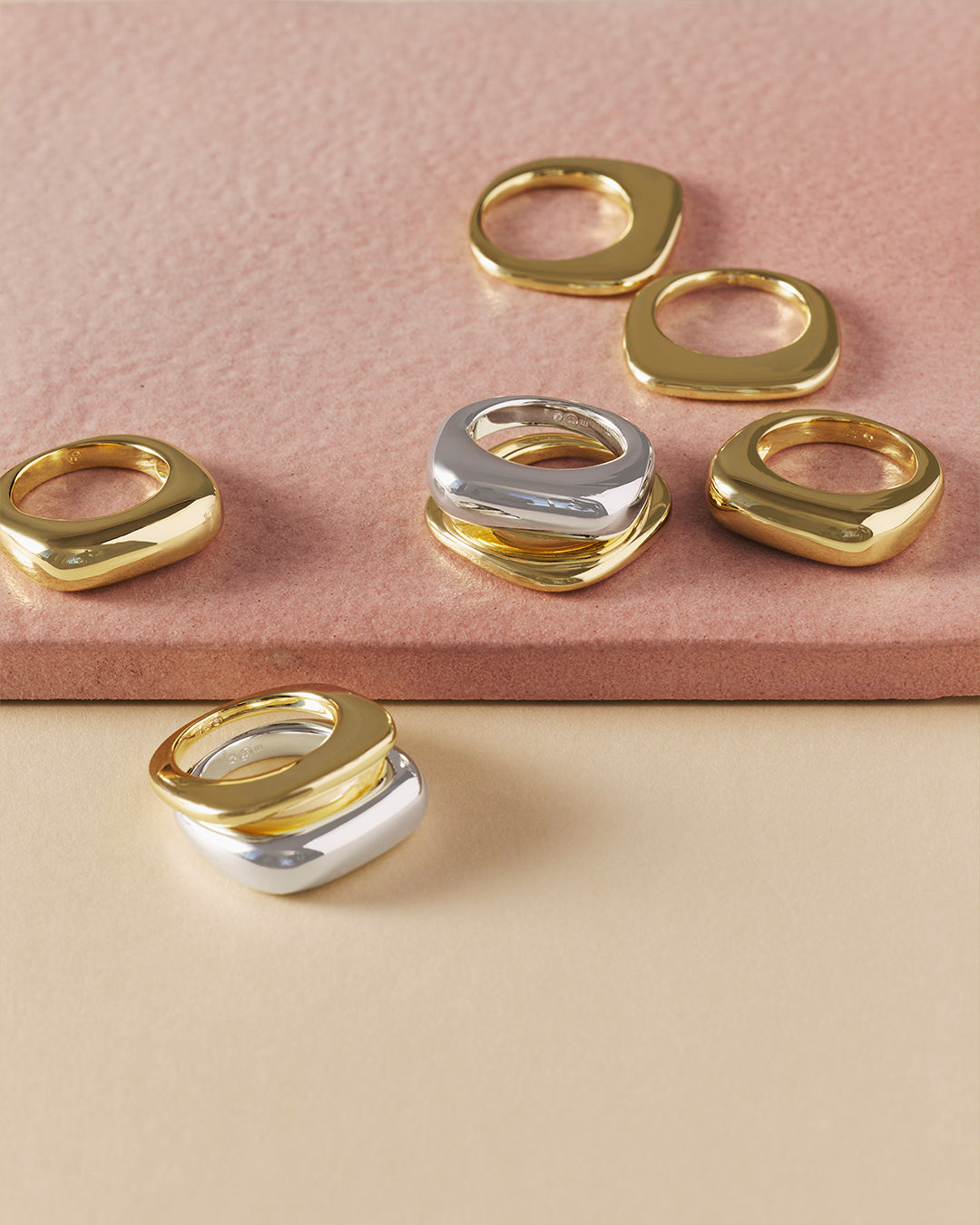 gold and silver statement rings