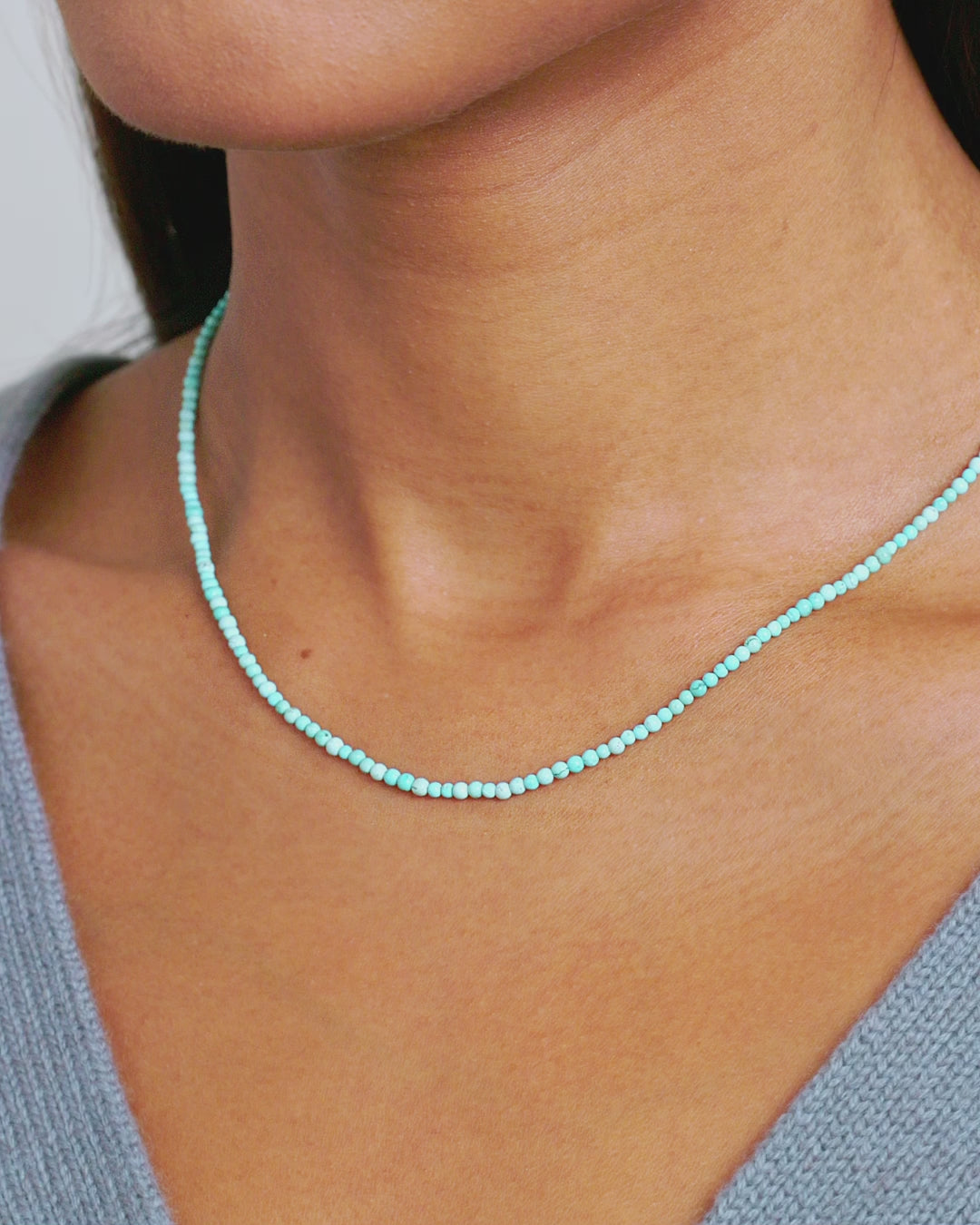 Mini Turquoise Necklace || option::14k Solid Gold