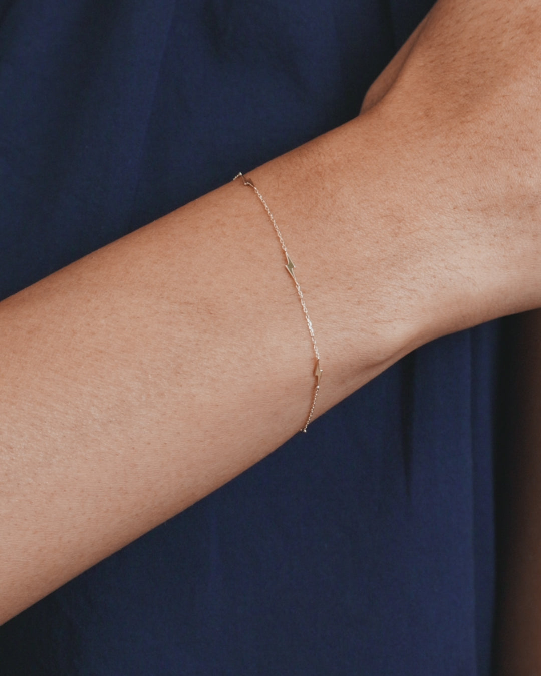 14k Gold Bolt Bracelet || option::14k Solid Gold