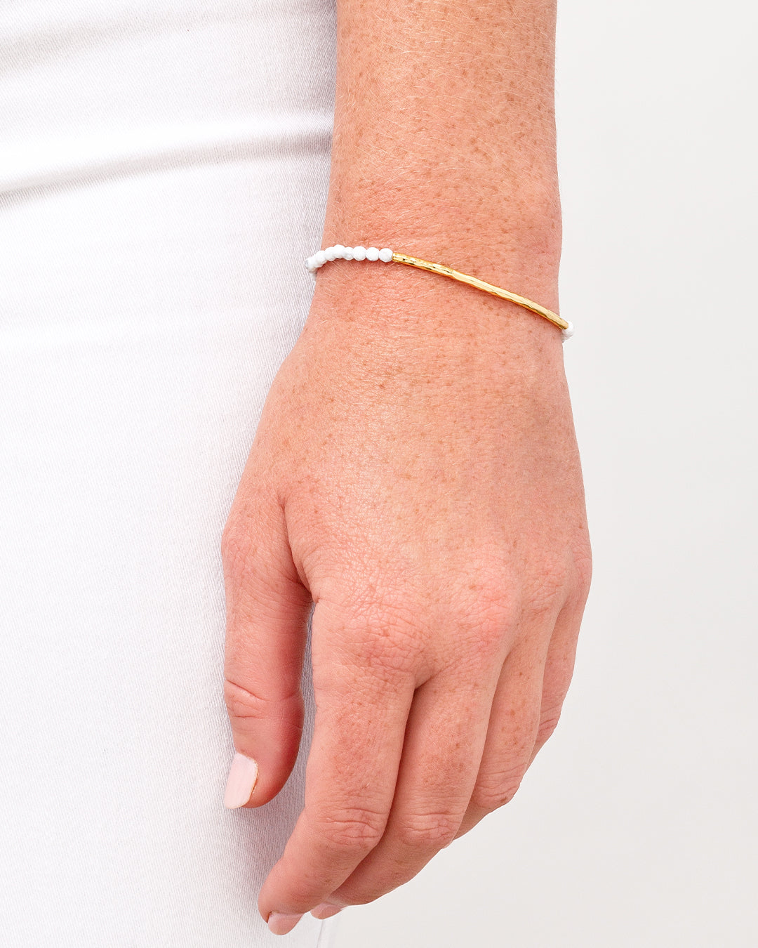 Power Gemstone Bracelet for Calming || option::18k Gold Plated, Howlite