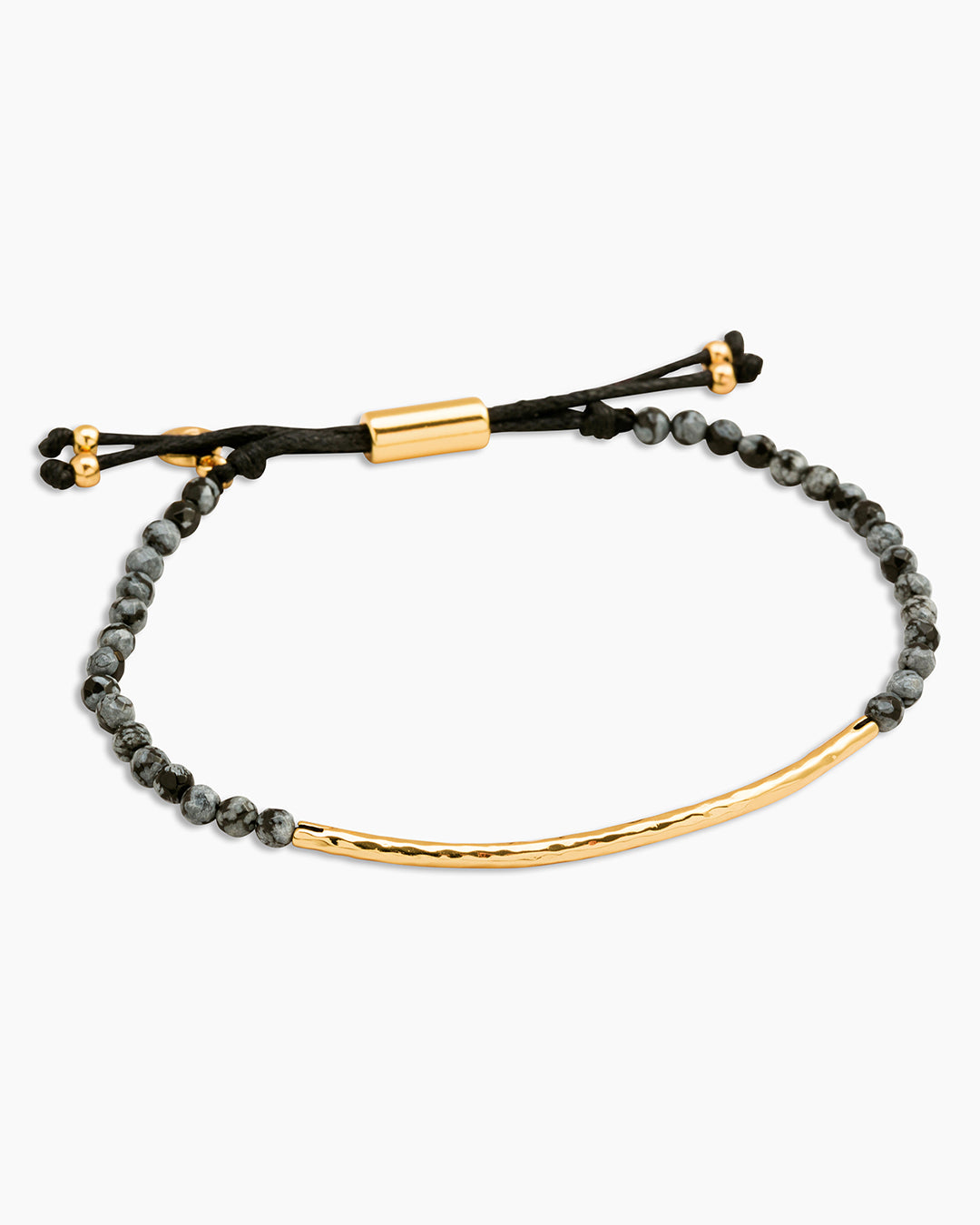 Power Gemstone Bracelet for Courage || option::18k Gold Plated, Snowflake Obsidian