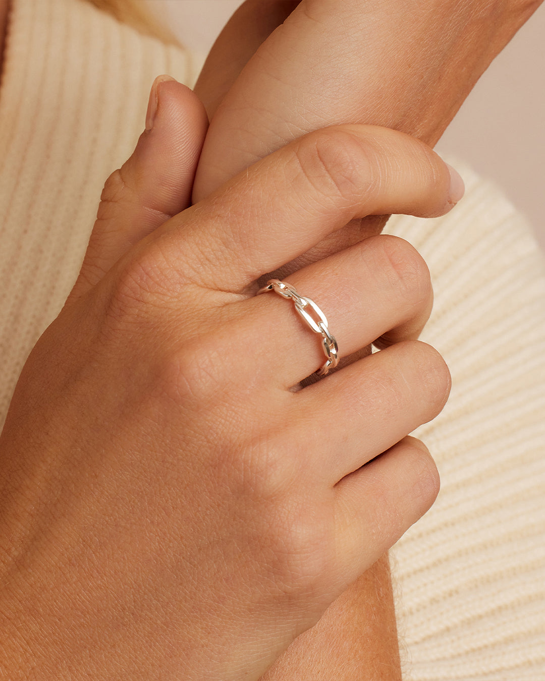 Parker Link Ring, 18k Gold Plated link ring, chain link ring || option::Silver Plated