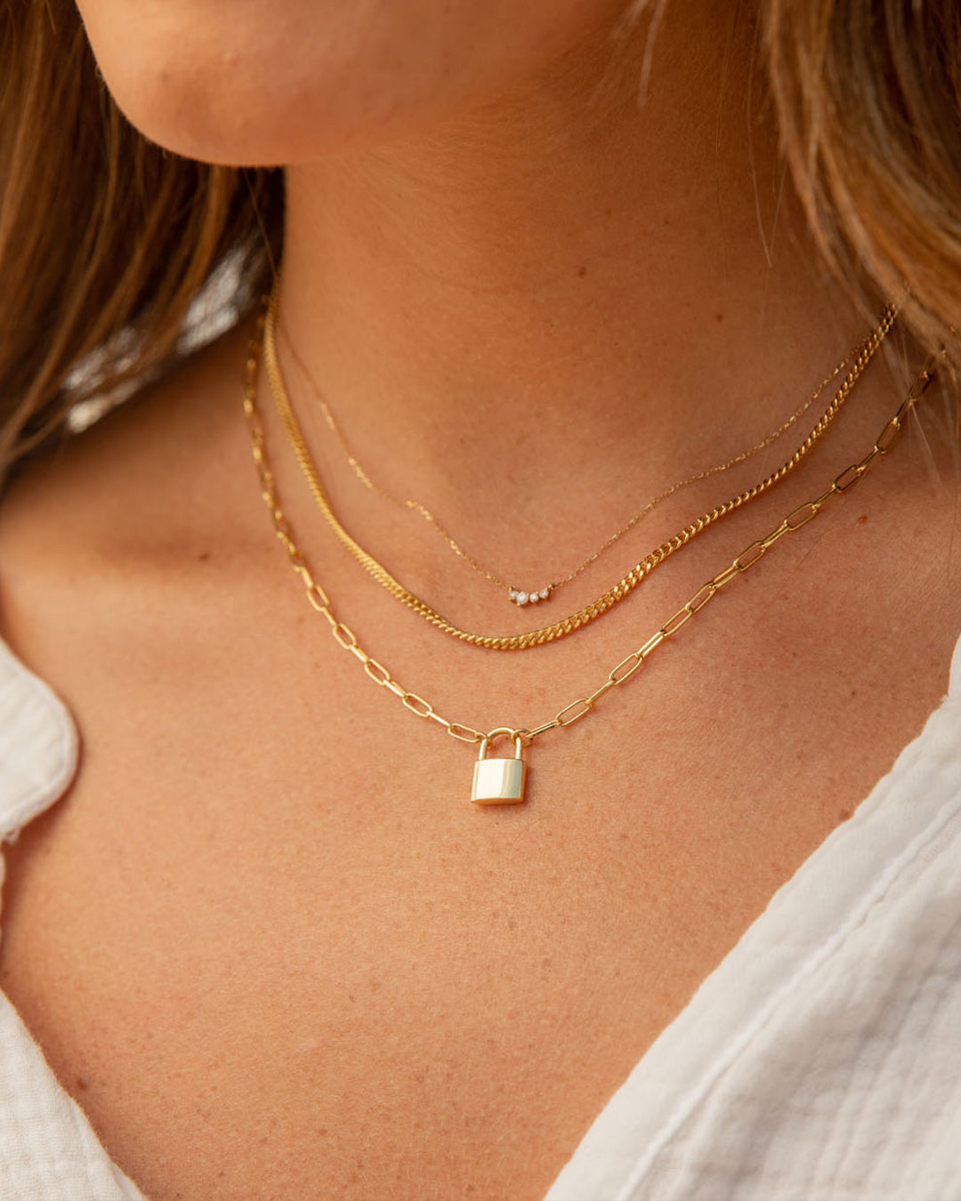 Kara Padlock Charm Necklace || option::18k Gold Plated