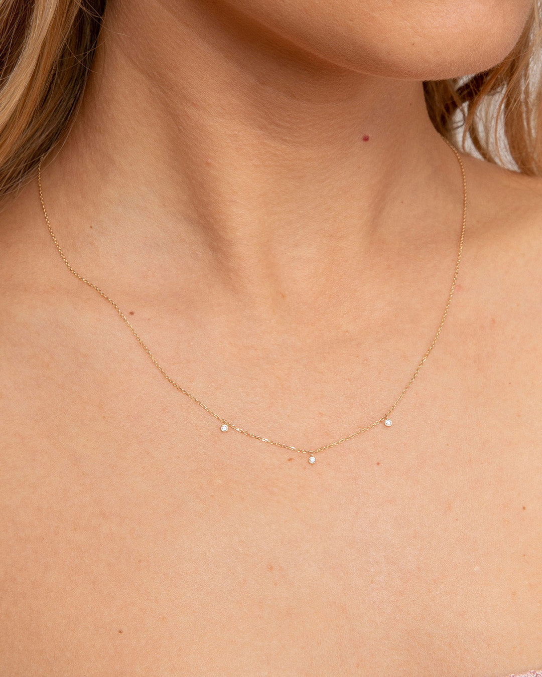 Diamond Trio Necklace || option::14k Solid Gold