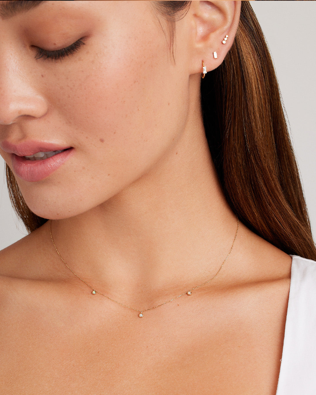 Opal Trio Necklace || option::14k Solid Gold