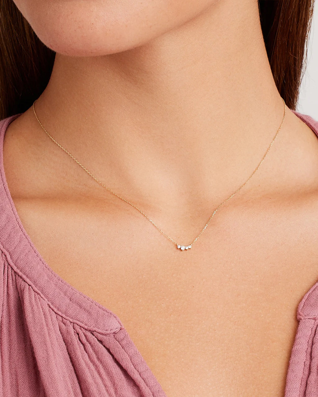 Diamond Cluster Necklace || option::14k Solid Gold