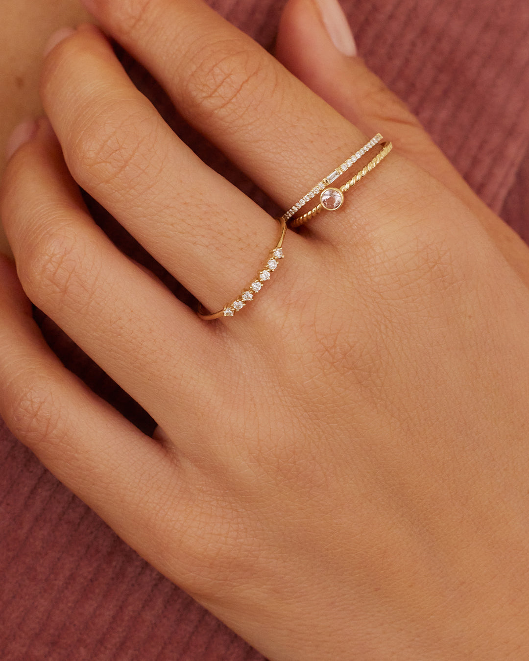 Diamond Row Ring || option::14k Solid Gold