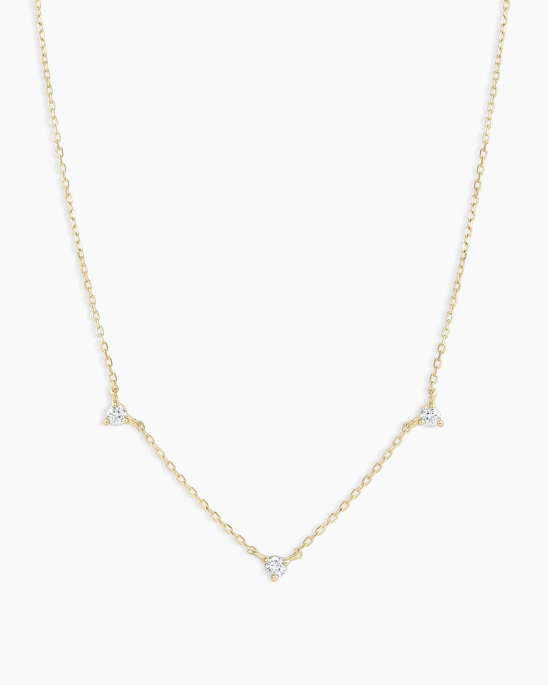 Diamond Eve NecklaceDiamond trio necklace  daintyDiamond necklace || option::14k Solid Gold