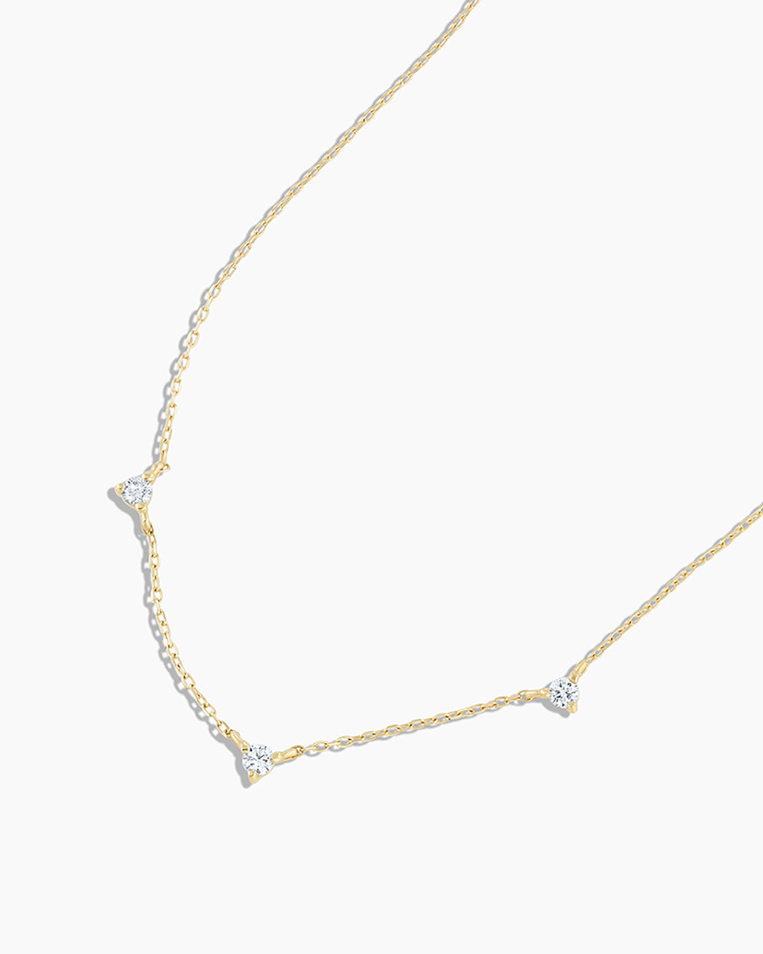 Diamond Eve NecklaceDiamond trio necklace  daintyDiamond necklace || option::14k Solid Gold