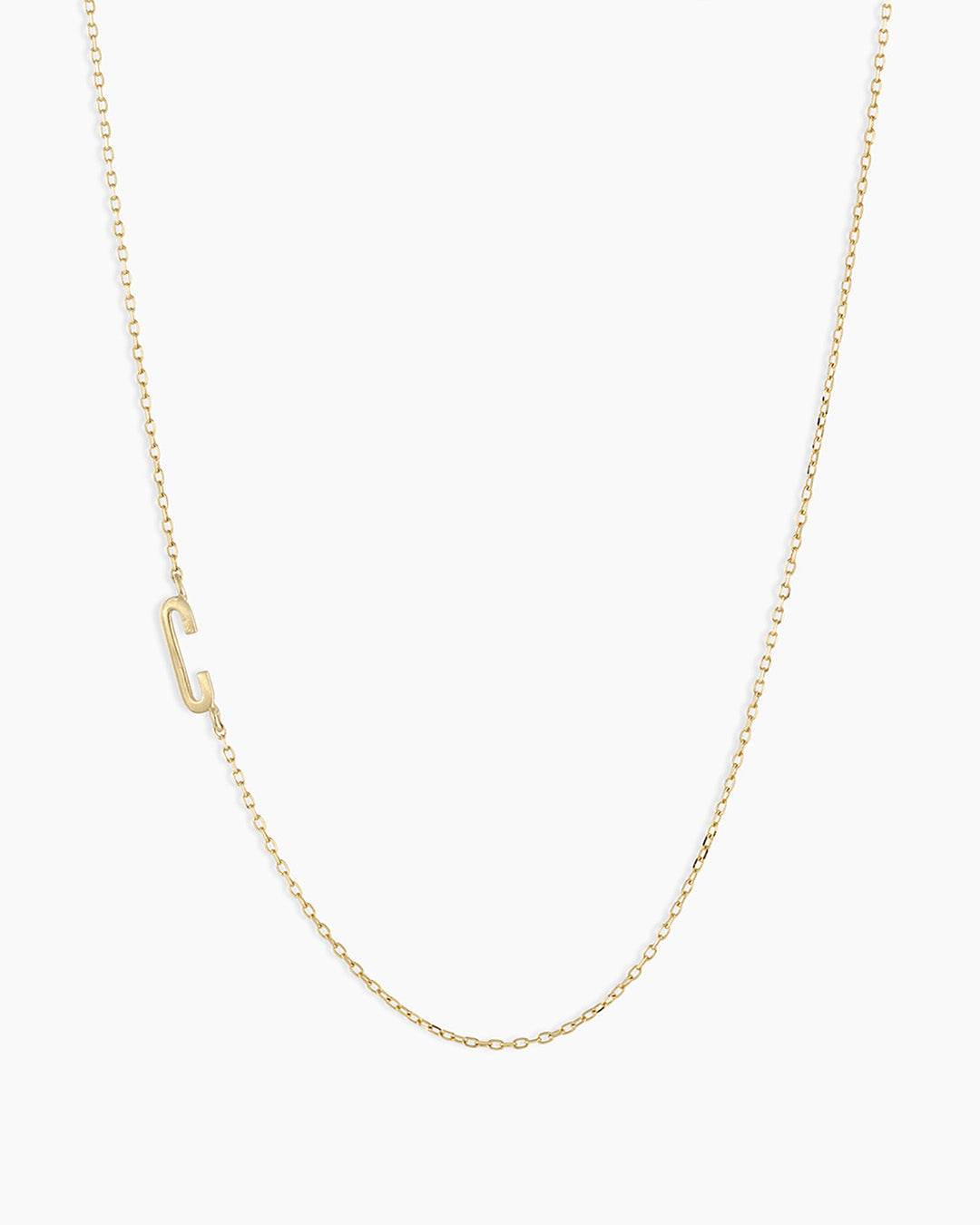 Woman wearing  Alphabet Necklace || option::14k Solid Gold, C