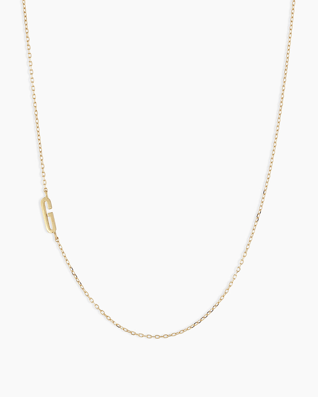 Woman wearing  Alphabet Necklace || option::14k Solid Gold, G