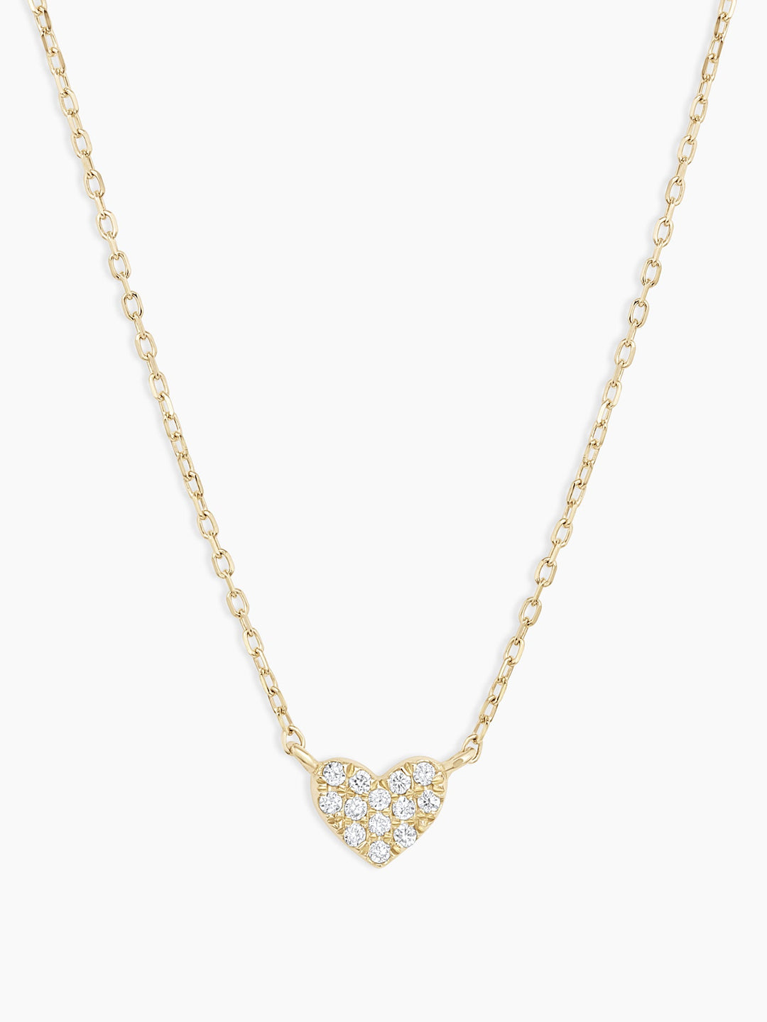 Diamond Pave Heart Charm Necklace || option::14k Solid Gold