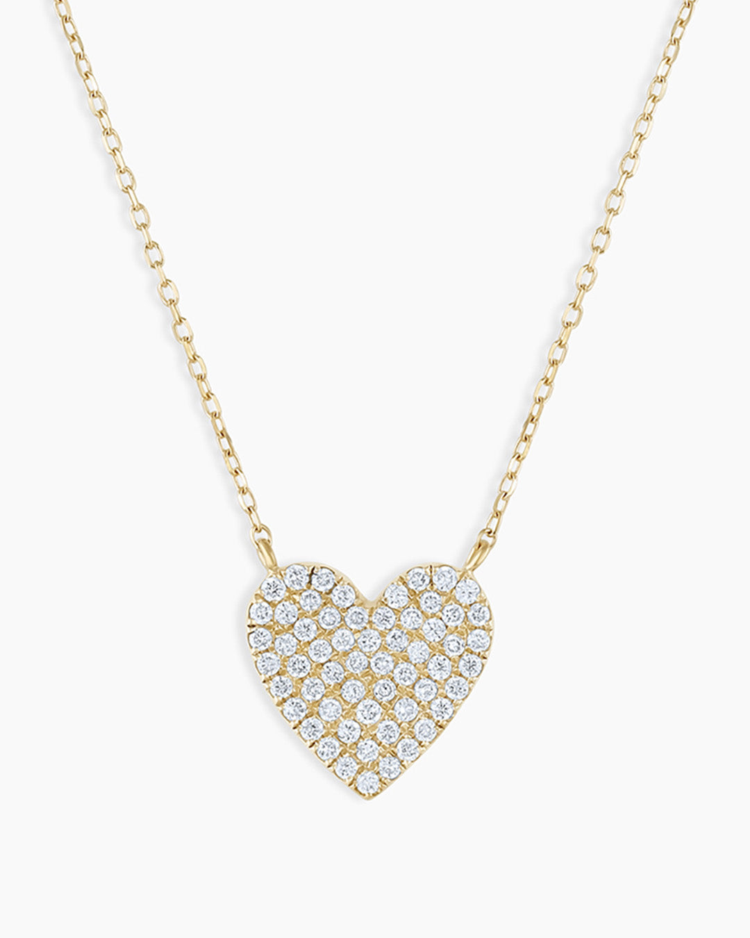 Diamond Pave Heart Necklace || option::14k Solid Gold