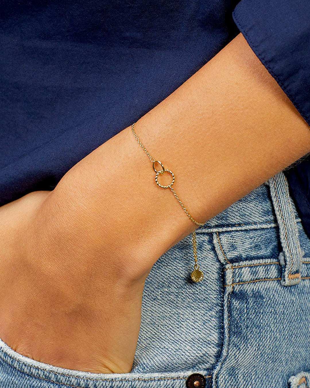 Crew Charm Bracelet link bracelet circle bracelet adjustable bracelet || option::18k Gold Plated