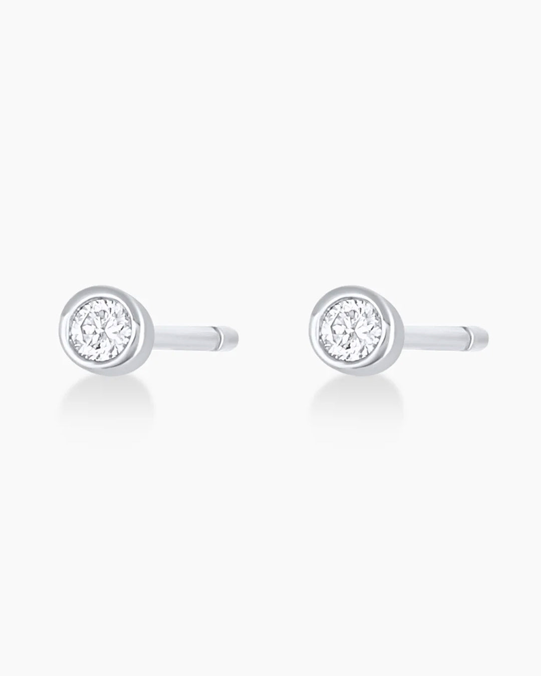 Classic Diamond Studs || option::14k Solid White Gold