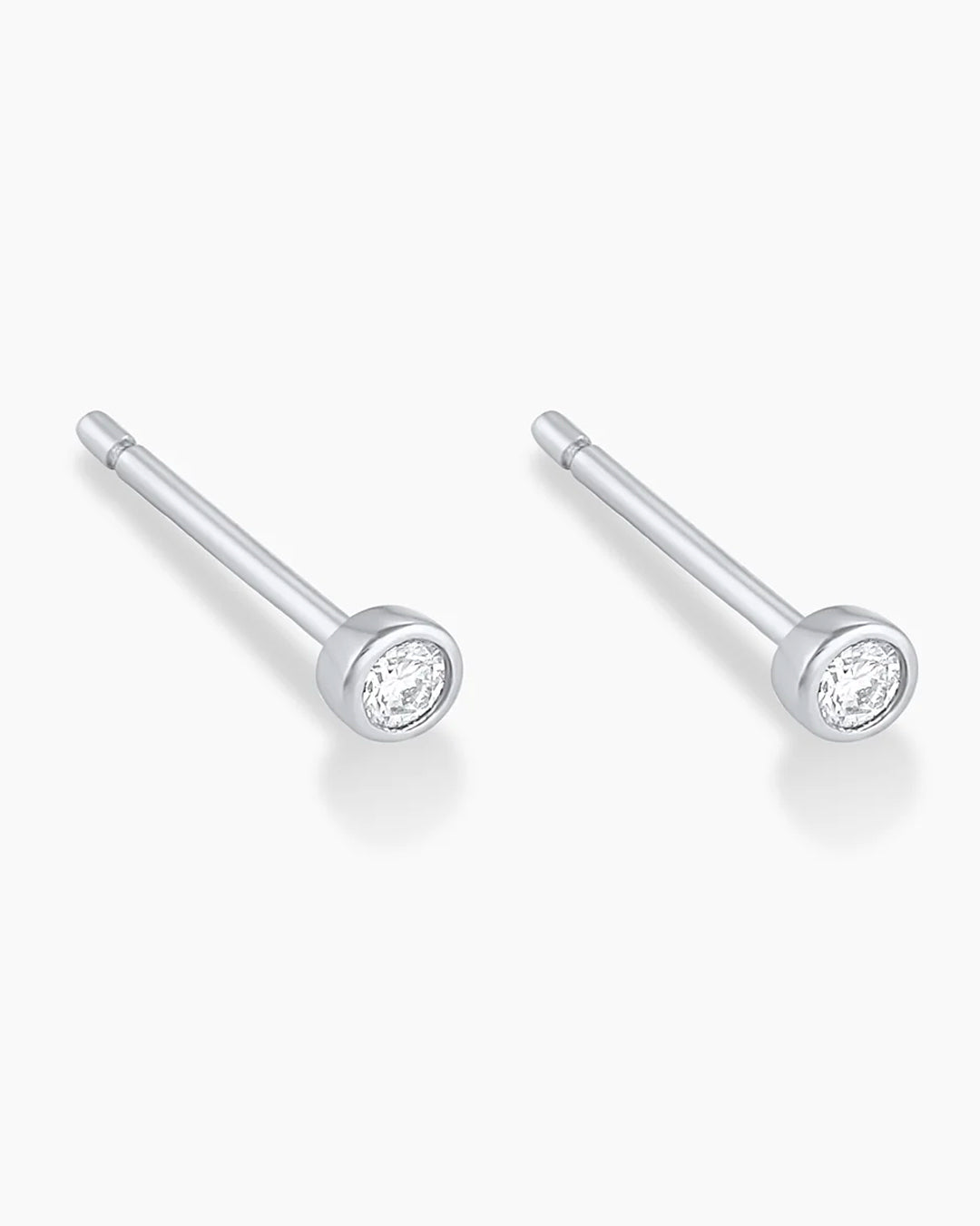 Classic Diamond Studs || option::14k Solid White Gold