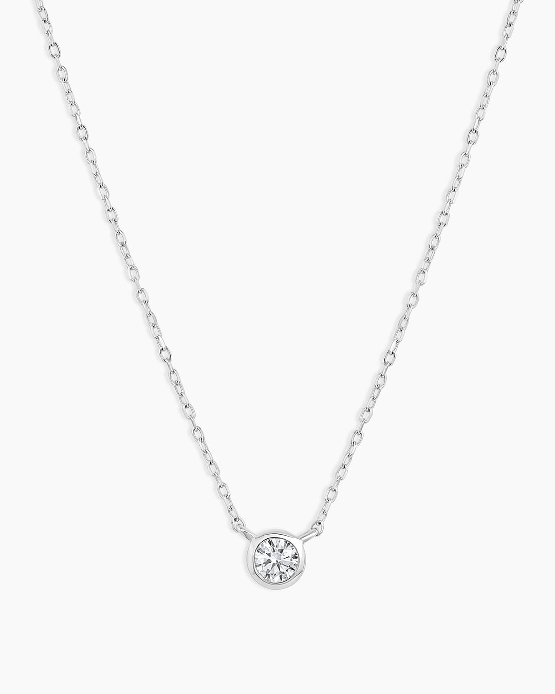 Classic Diamond Necklace || option::14k Solid White Gold