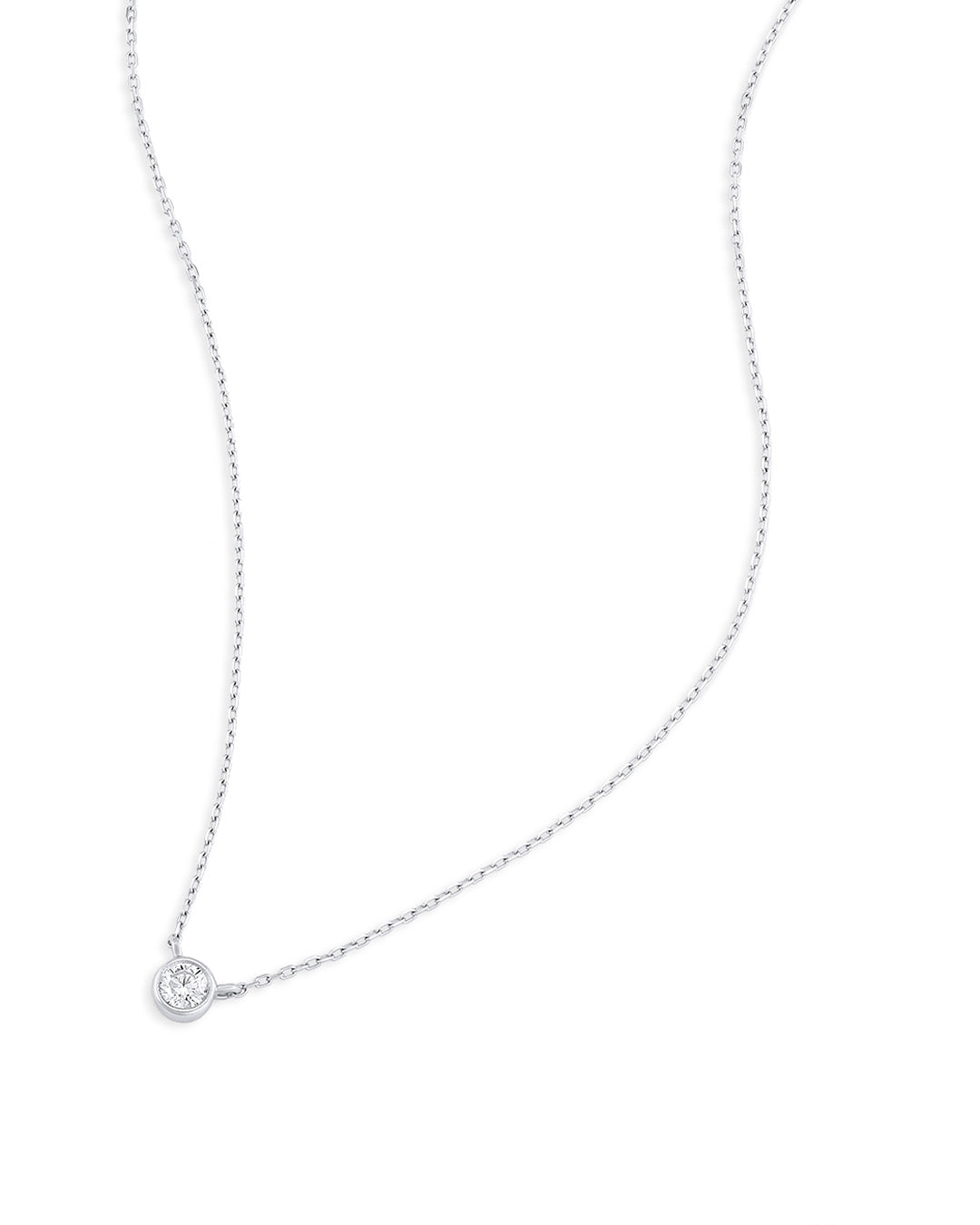 Classic  Diamond Necklace || option::14k Solid White Gold