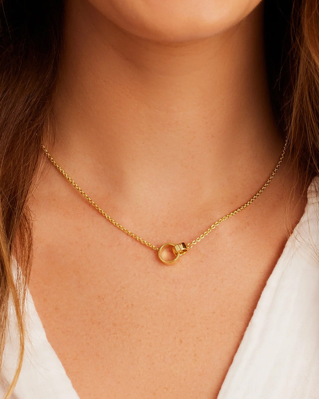 Rose Interlocking Necklace || option::18k Gold Plated