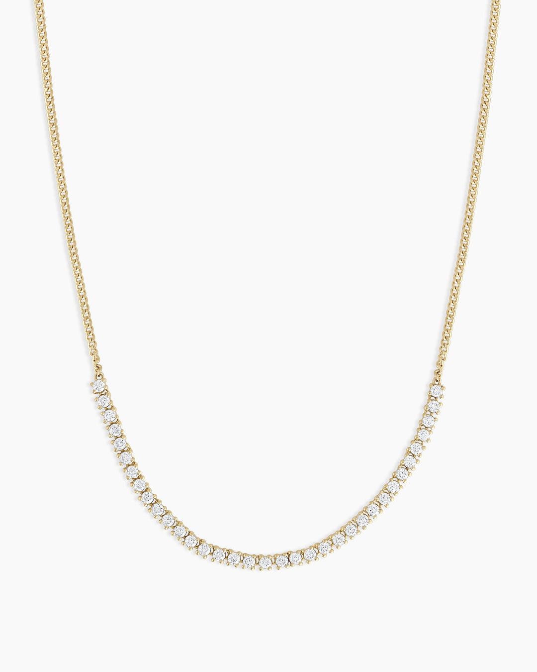 Diamond Row Melbourne Tennis Necklace || option::14k Solid Gold