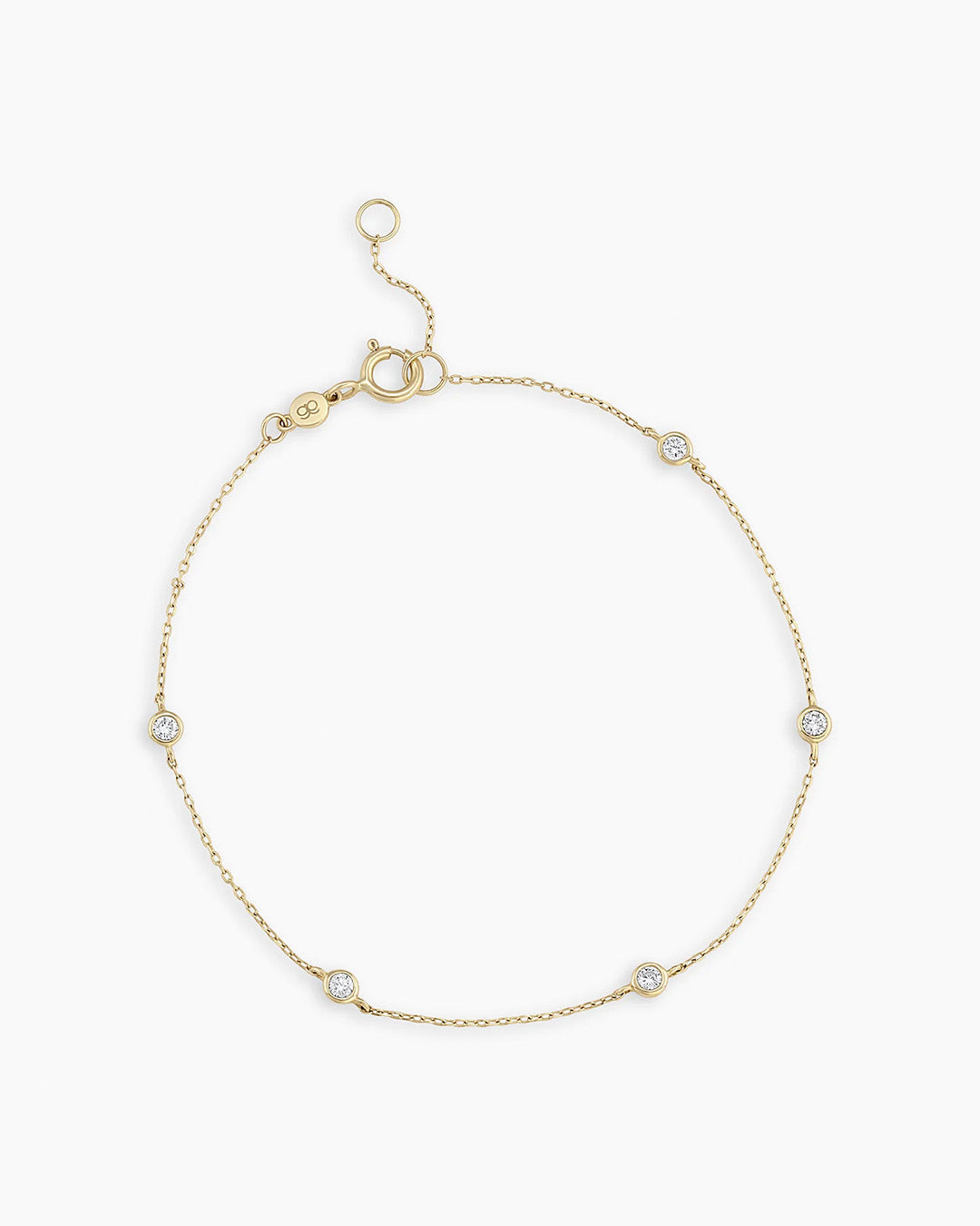 Classic  Five Diamond Bracelet || option::14k Solid Gold