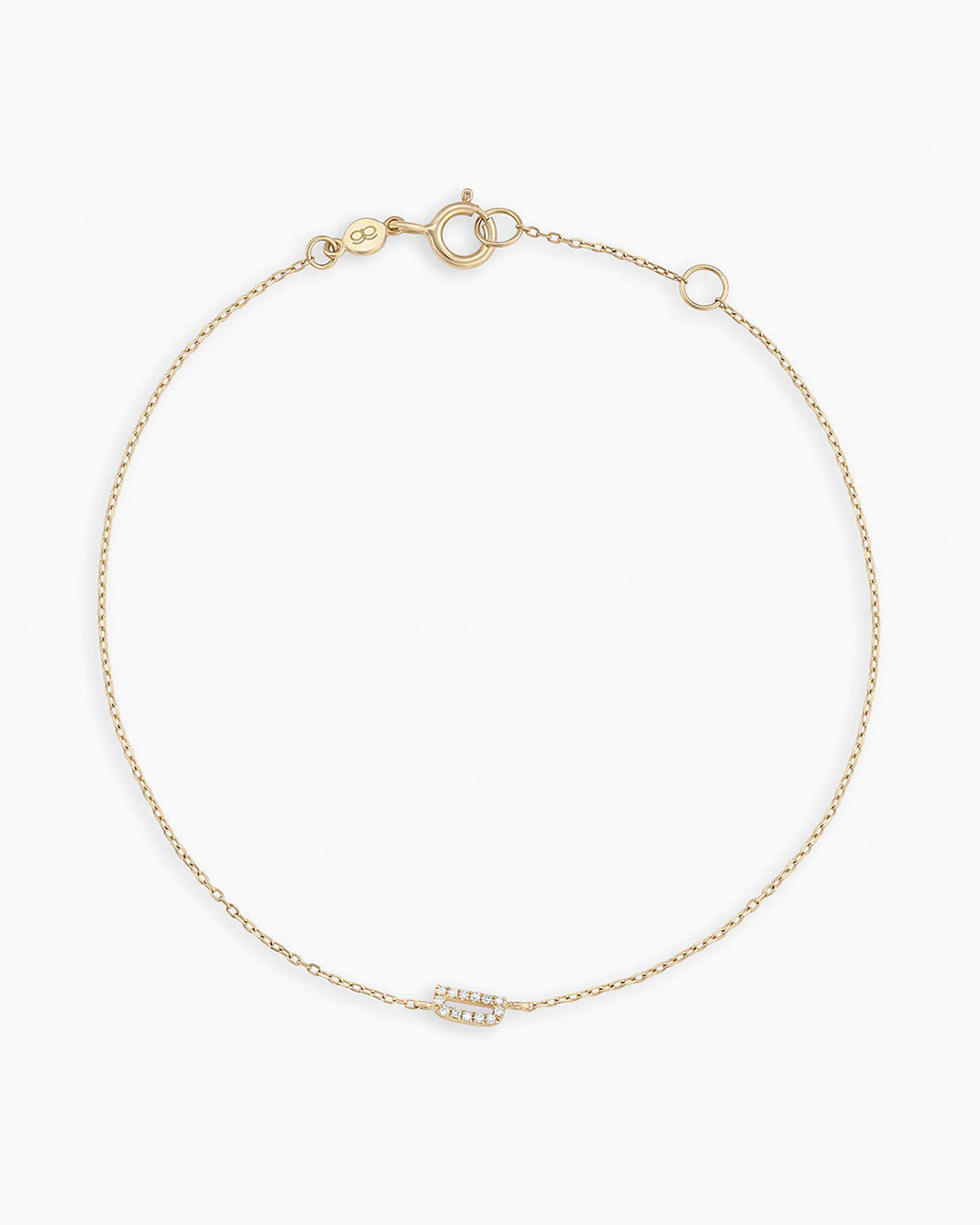 Diamond Pavé Alphabet Bracelet #D || option::14k Solid Gold, D