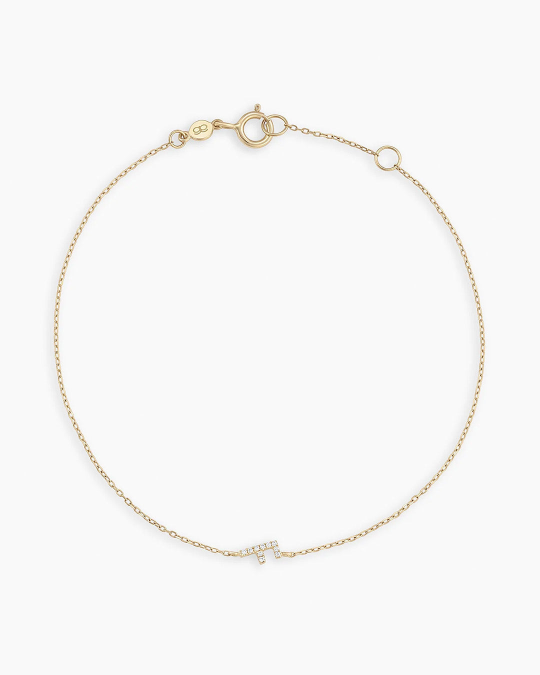 Diamond Pavé Alphabet Bracelet #F || option::14k Solid Gold, F