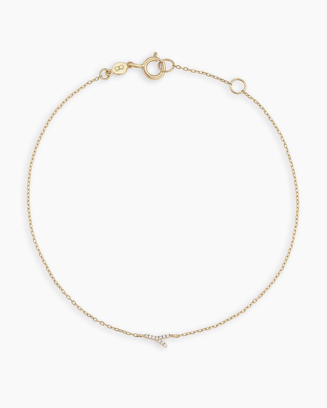 Diamond Pavé Alphabet Bracelet #Y || option::14k Solid Gold, Y