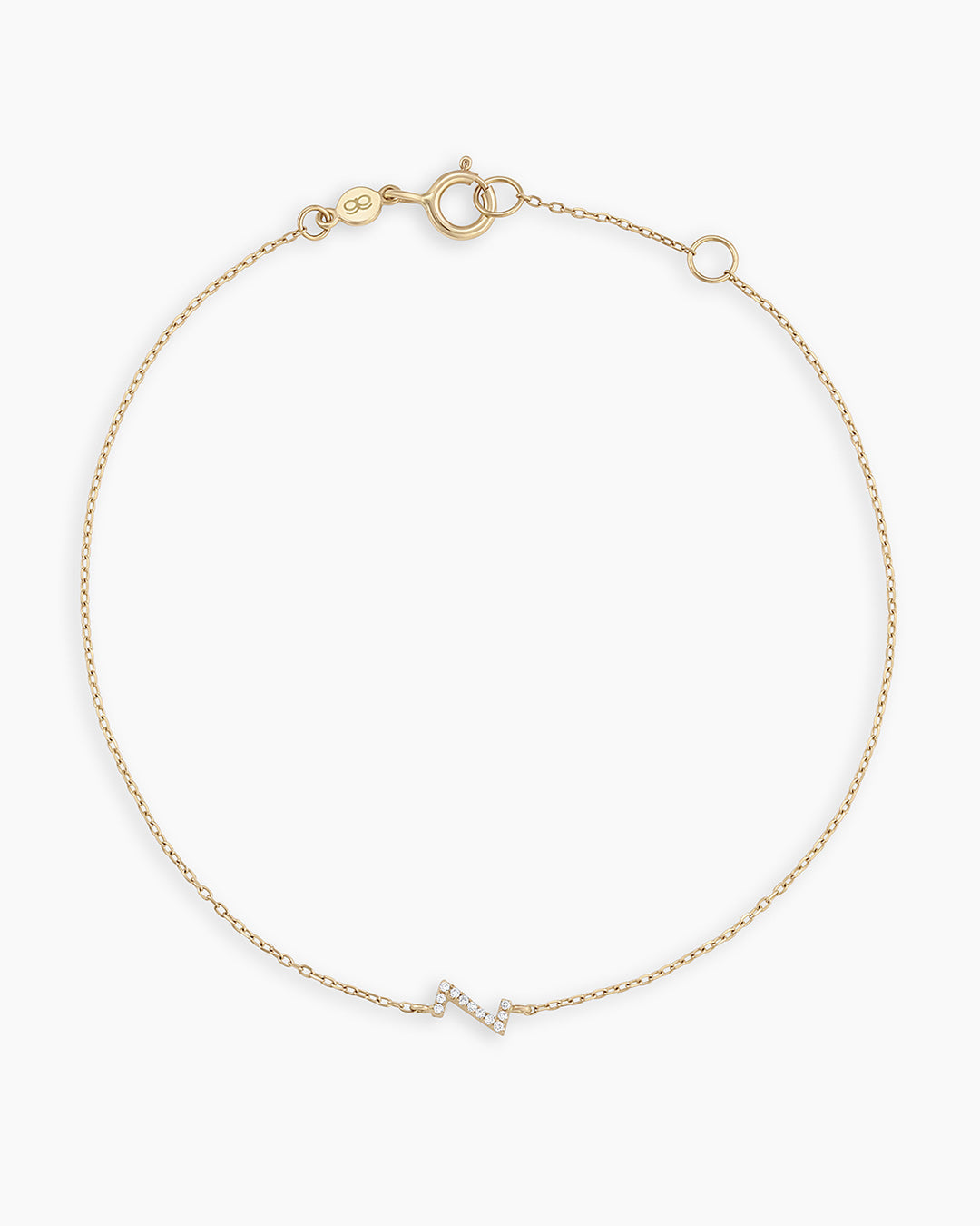 Diamond Pavé Alphabet Bracelet #Z || option::14k Solid Gold, Z