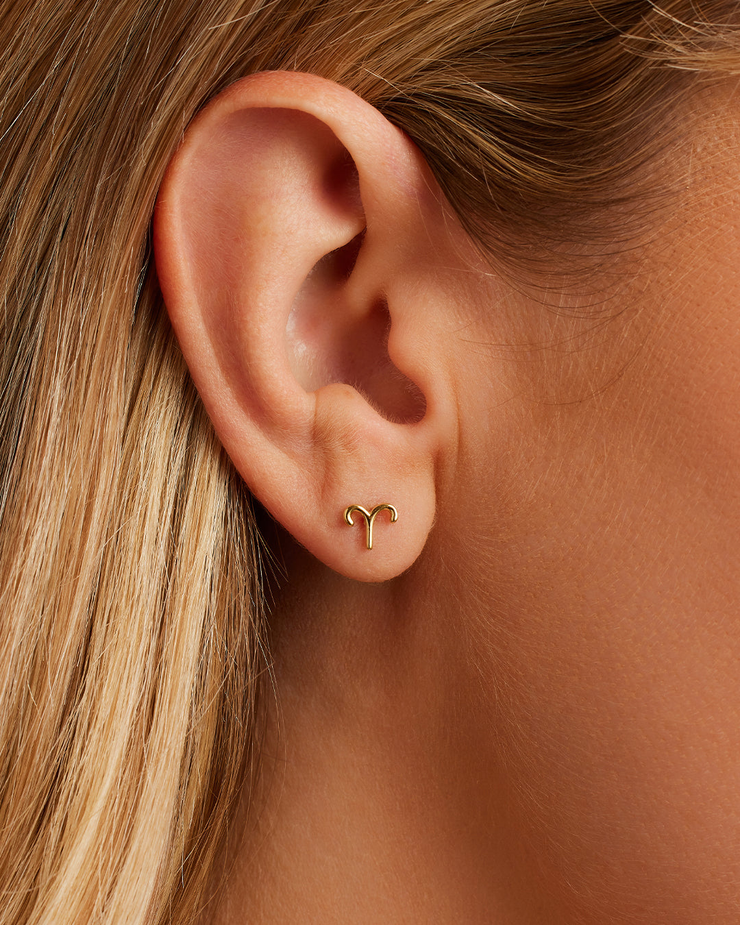 Zodiac Charm Stud - Aries || option::18k Gold Plated, Aries