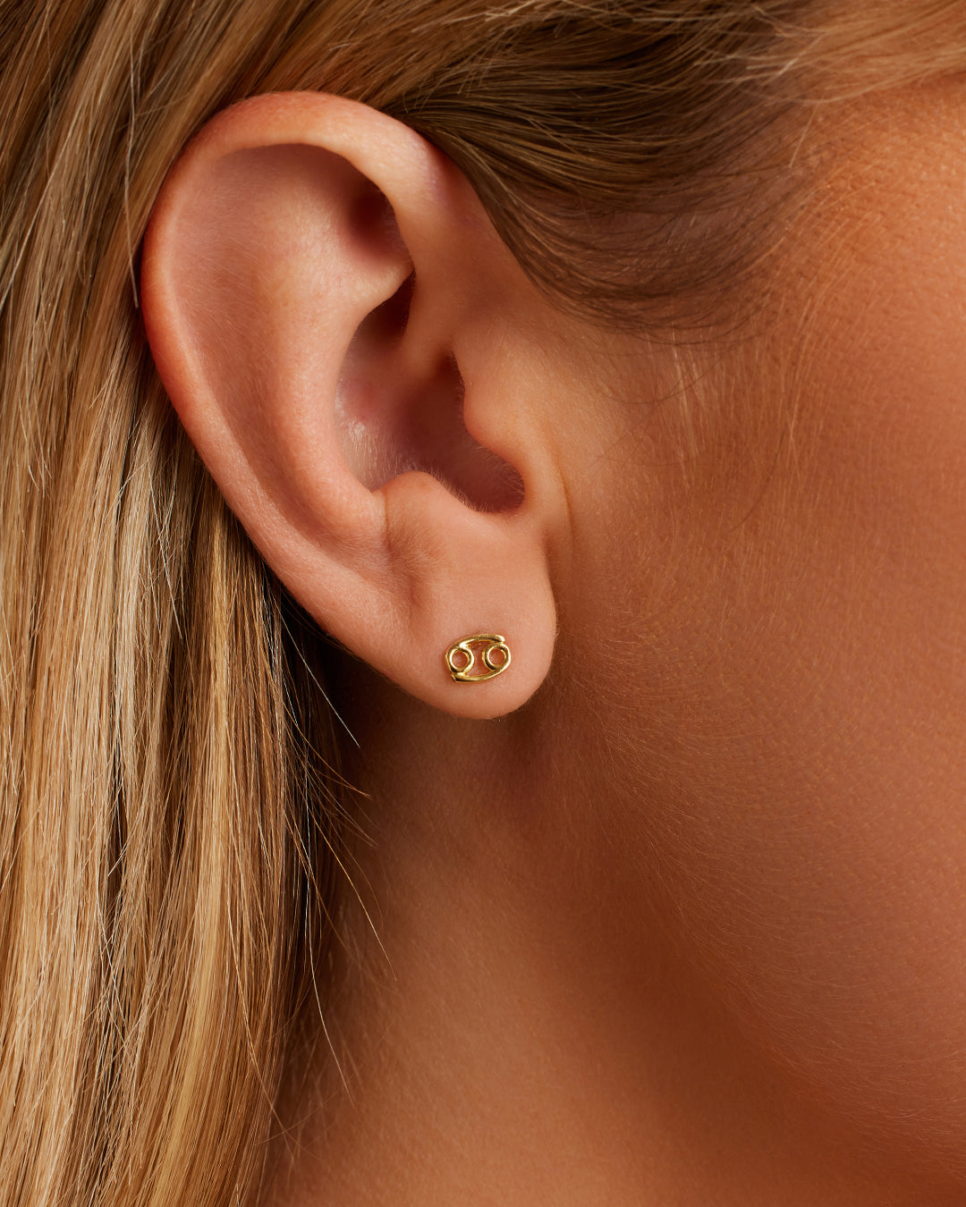 Zodiac Charm Stud - Cancer || option::18k Gold Plated, Cancer