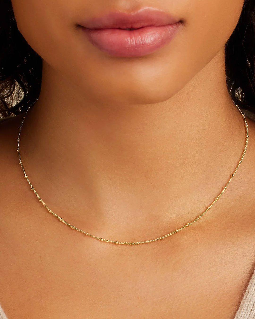 Woman wearing Bali Necklace || option::18k Gold Plated