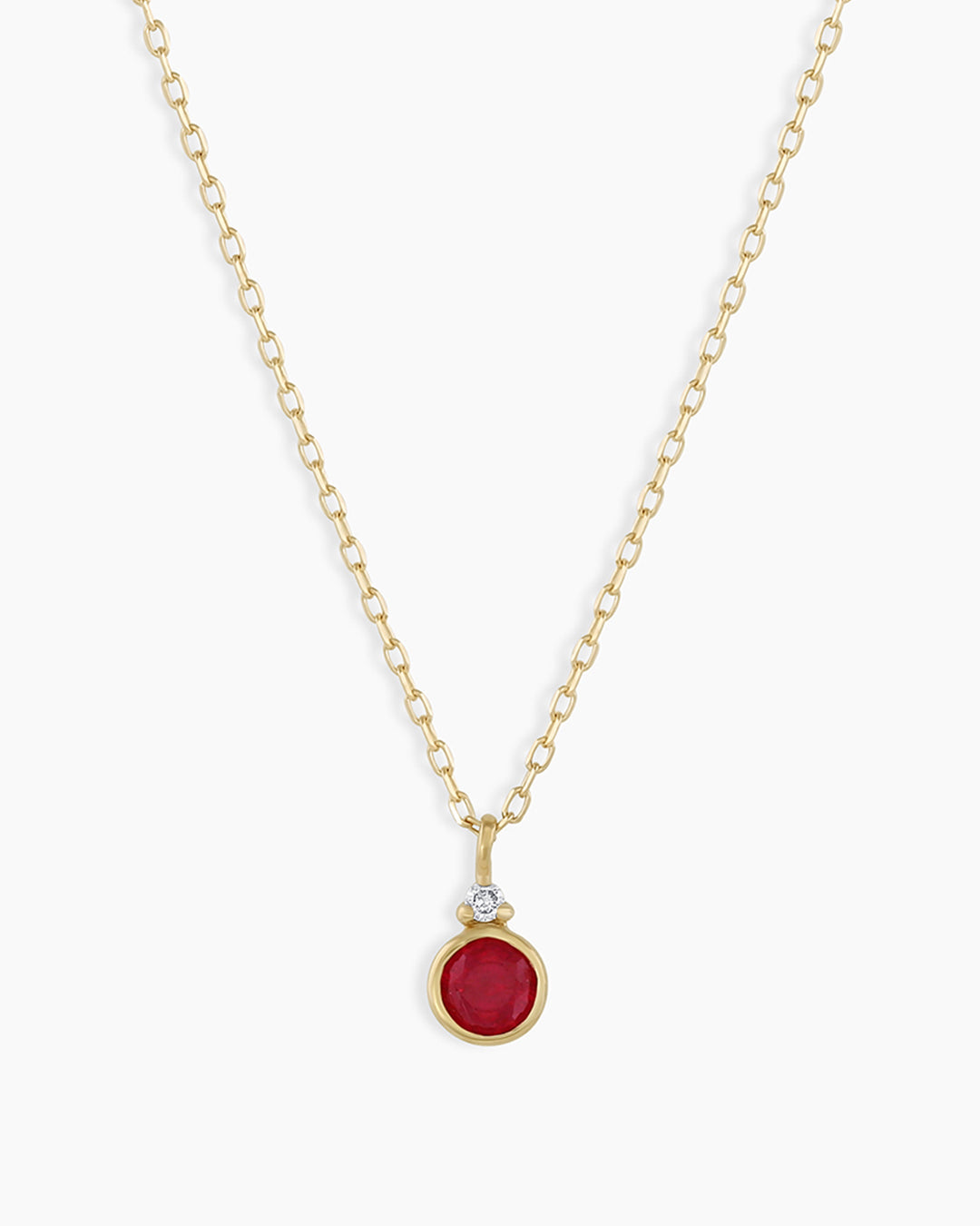 July Birthstone Necklace  || option::14k Solid Gold, Ruby - July