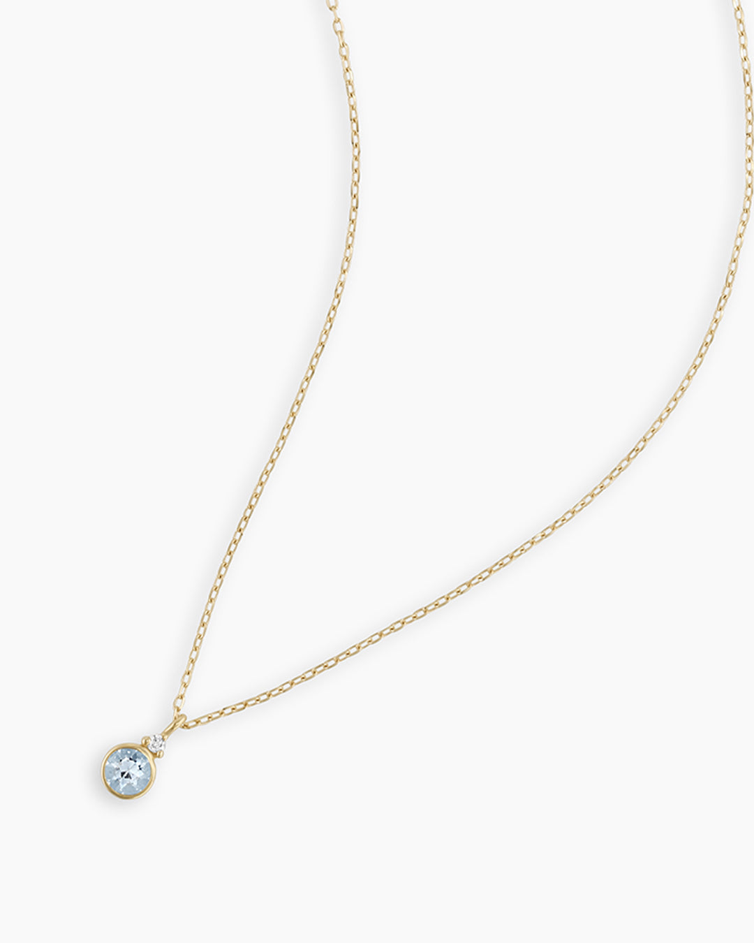 Aquamarine Birthstone Necklace  || option::14k Solid Gold, Aquamarine - March