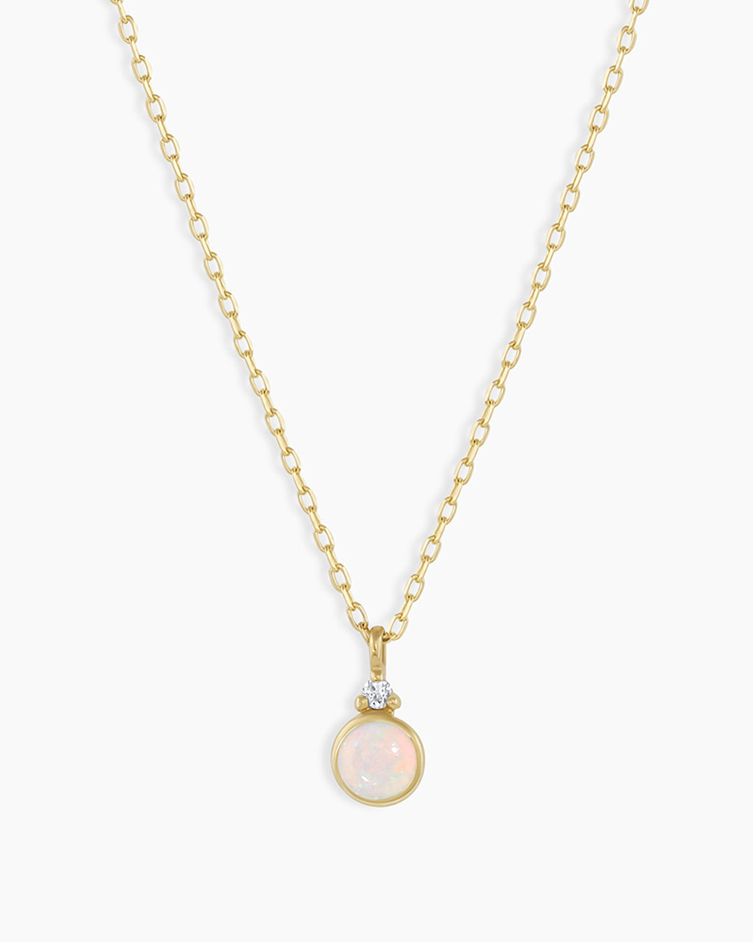 Opal Birthstone Necklace  October Birthstone Necklace   || option::14k Solid Gold, Opal - October