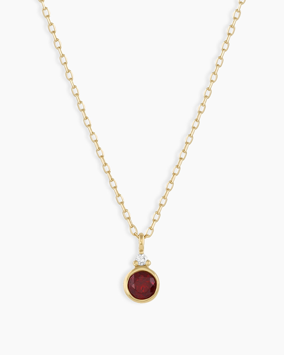 Garnet Birthstone Necklace January Birthstone Necklace   || option::14k Solid Gold, Garnet - January