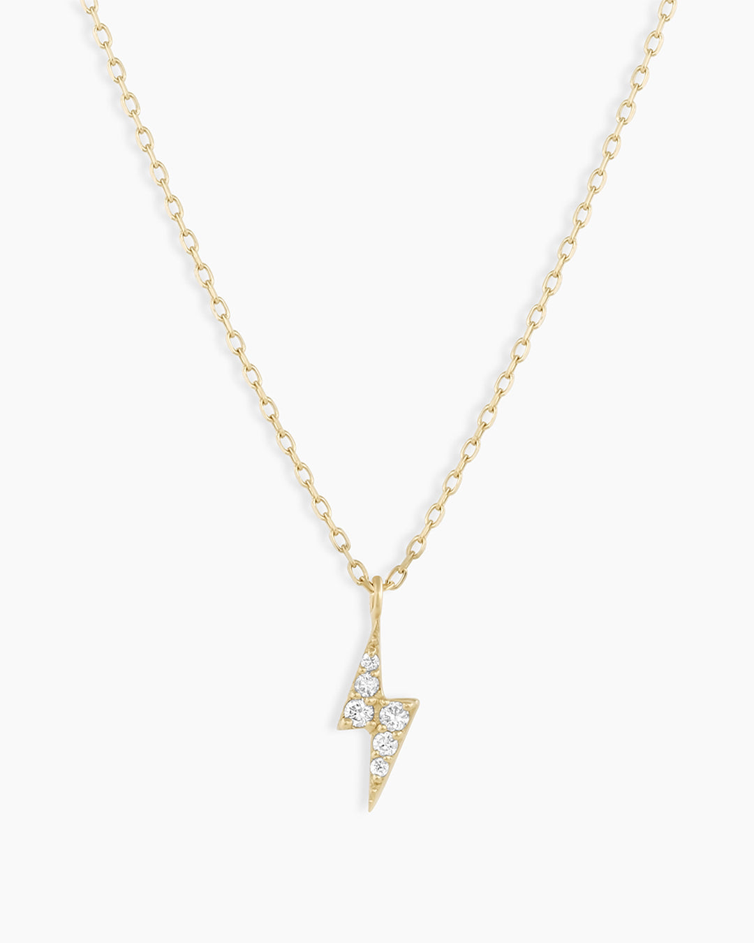 Diamond Lightning Necklace  dainty charm necklace  solidGold PlatedLightning bolt necklace || option::14k Solid Gold