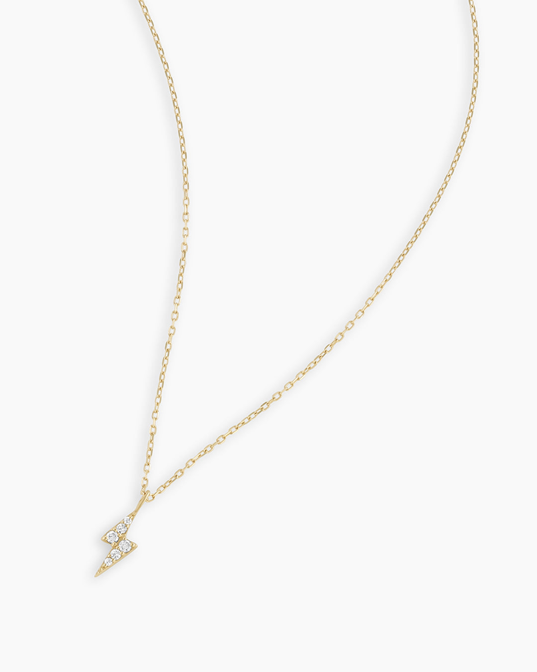 Diamond Lightning Necklace  dainty charm necklace  solidGold PlatedLightning bolt necklace || option::14k Solid Gold