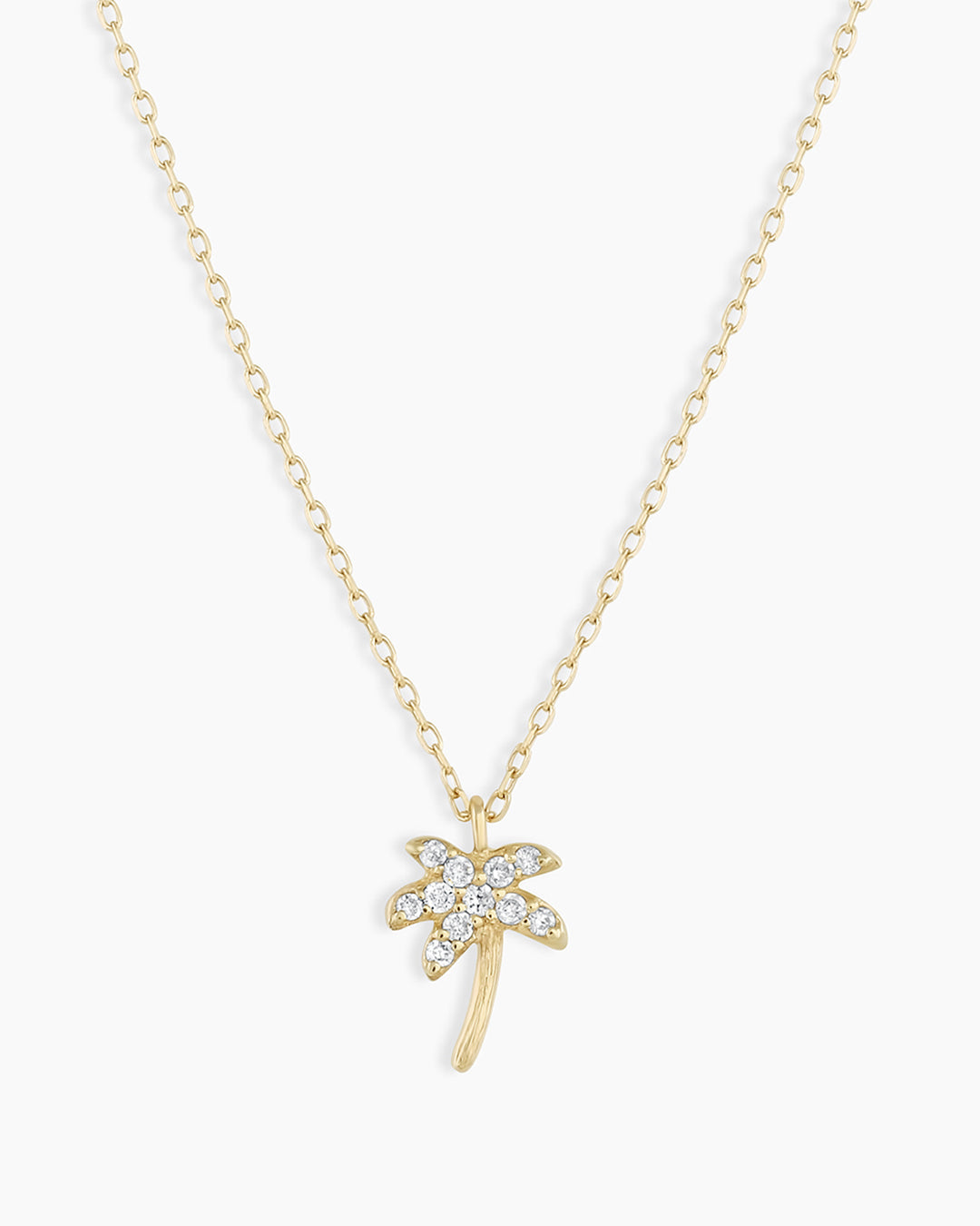 Diamond Palm Necklace || option::14k Solid Gold